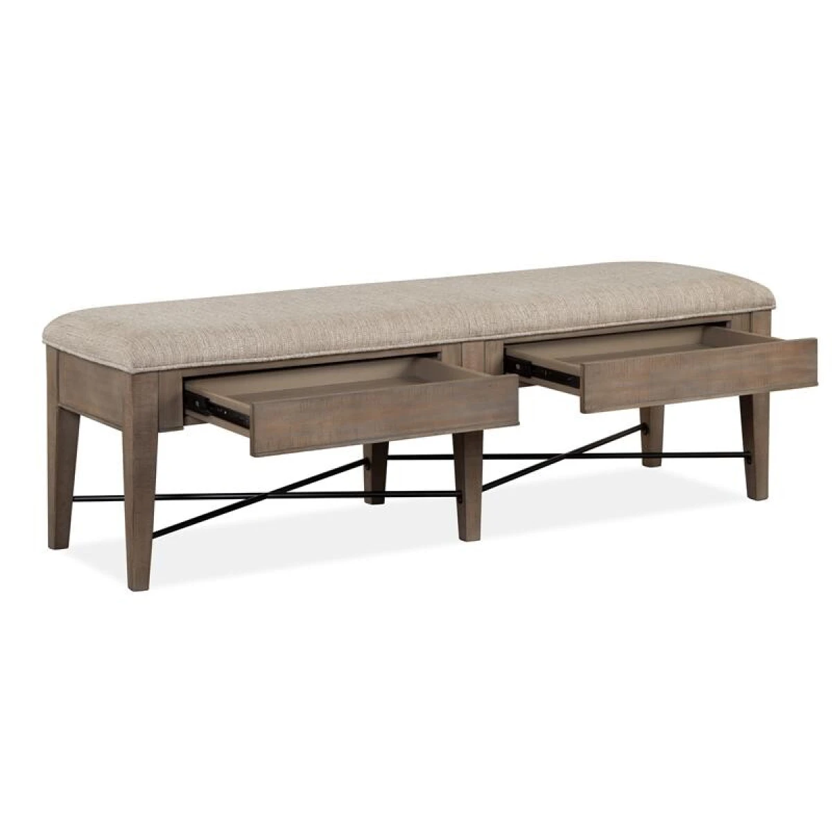 Paxton Place Bench w/Upholstered Seat Chairs & Benches Brown 9