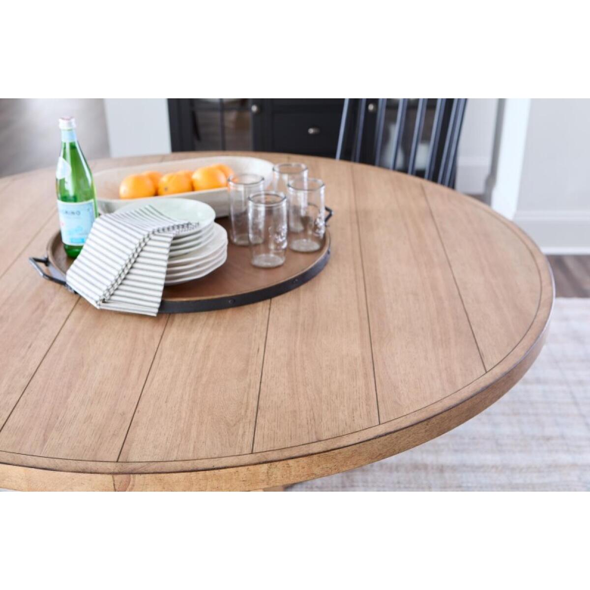 Complete Round Pedestal Table Natural Hickory TY656-030K - Image 5