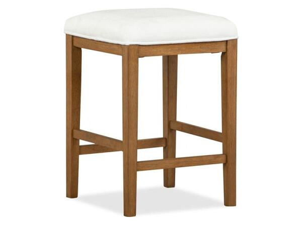 Lindon Stool w/White Upholstered Seat