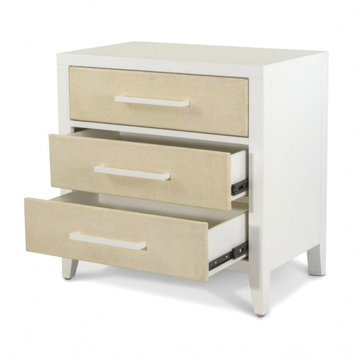 Miramar Electrified 3-drawer Woven Nightstand Nightstands Cream 9