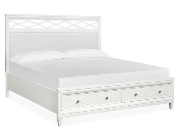Springhouse Complete Queen Panel Storage Bed w/Upholstered Headboard - Image 3