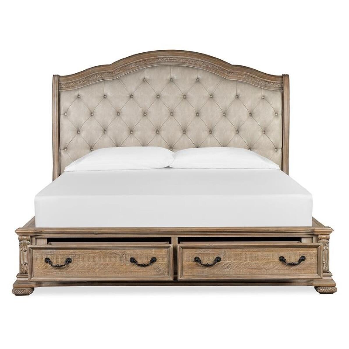 Marisol Complete Queen Sleigh Storage Bed w/Upholstered HB Beds Beds 11