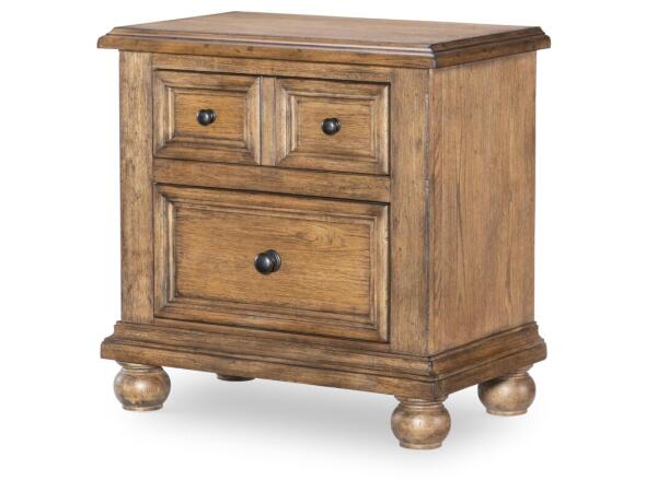Apothecary Ns 2 Drw W/ Power Nightstands Barnwood Oak