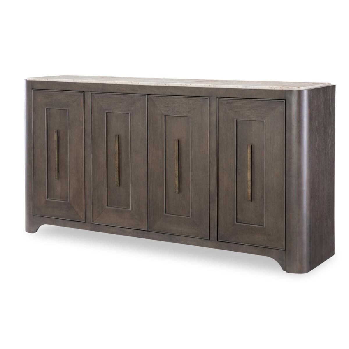 Credenza With Stone Top Dining Storage Brown 4