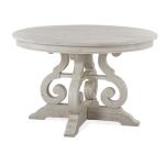 Bronwyn Wood 48″ Round Dining Table Top SU Dining Table Tops Alabaster and Toasted Nutmeg and Antique Brass w/Pewter Overlay and Baja Natural Fabric