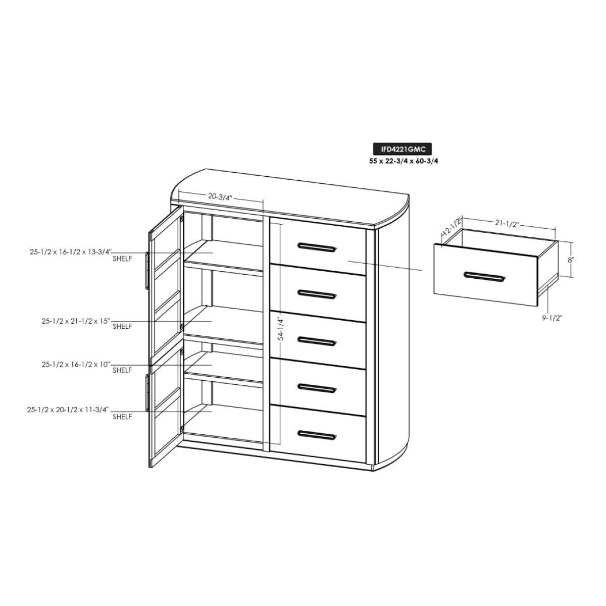 5 Drawer & 2 Door Gentleman’s Chest – Balam Chests Brown 13