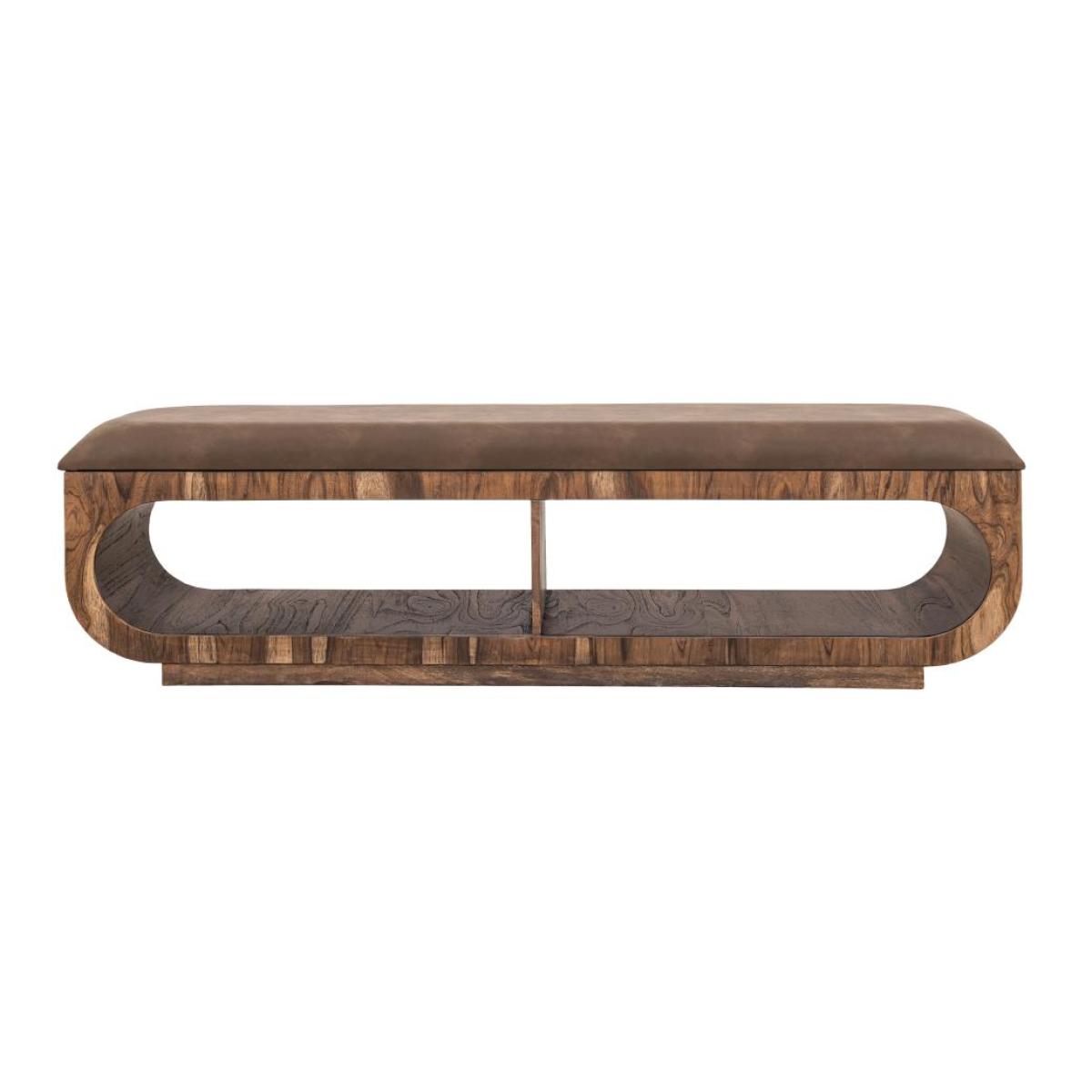 Upholstered Seat Bench with Two Open Shelves – Balam Chairs & Benches Brown 4