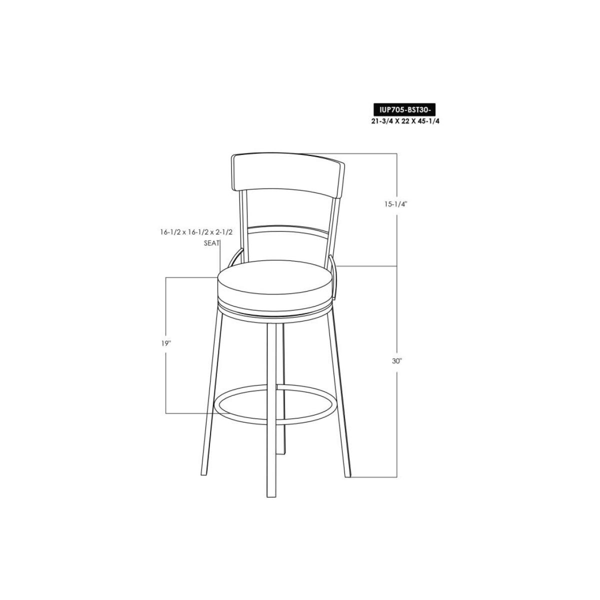 Wooden Frame & Metal Base, Barstool 30" - Century - Image 8