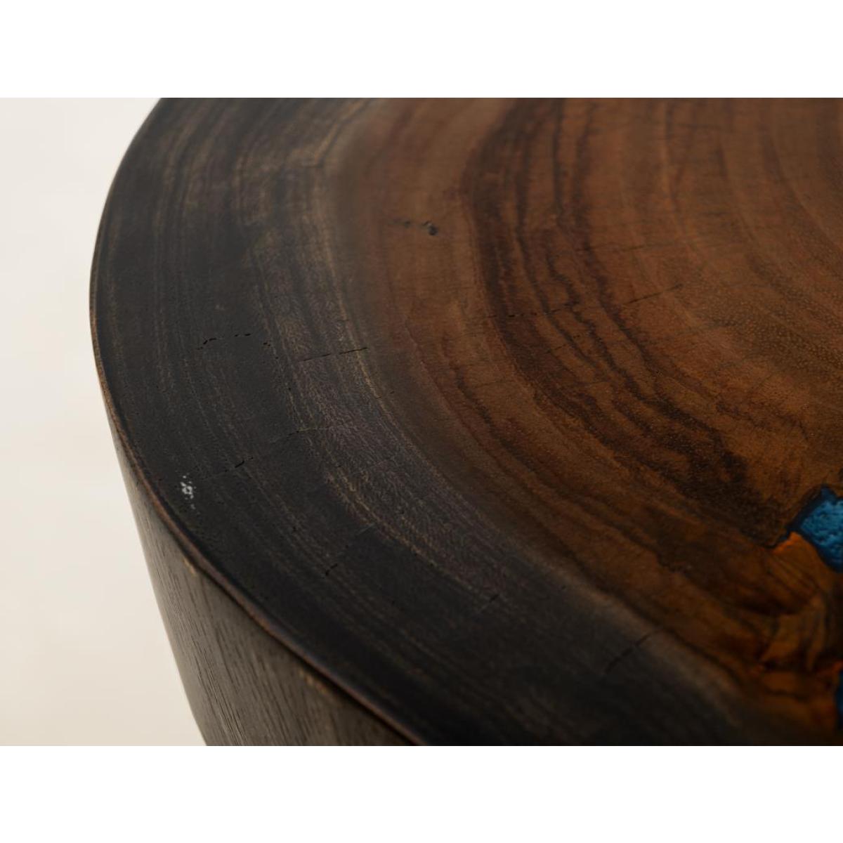 Live Edge Chairside Table - Parota Epoxy - Image 6