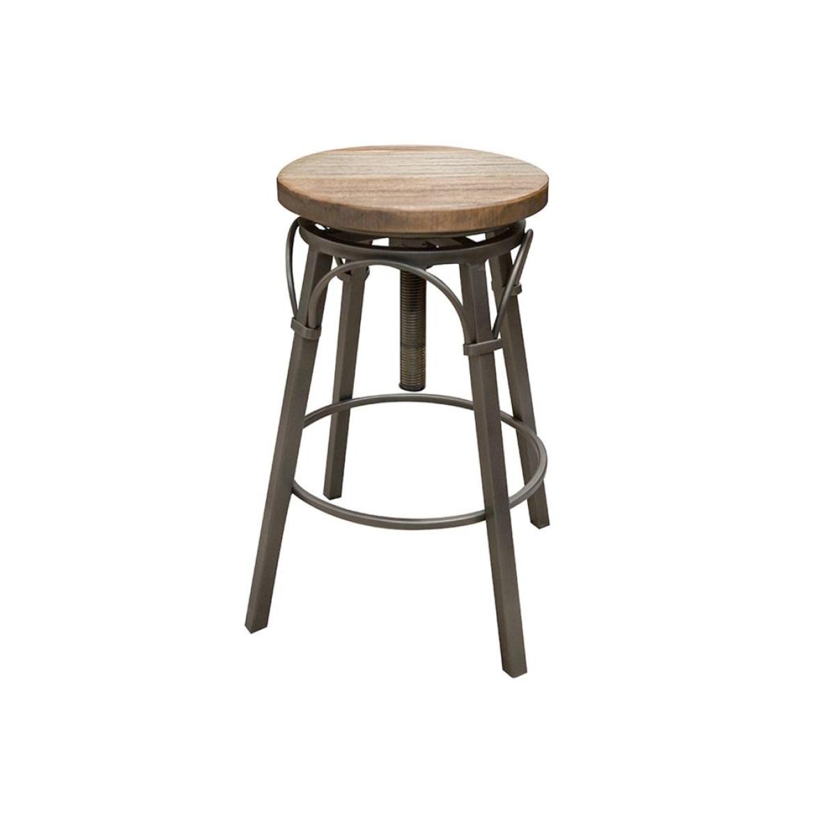Wooden Round Seat Adjustable 24-30″ Swivel Iron Base Stool – Montana Dining Table Bases Brown 4