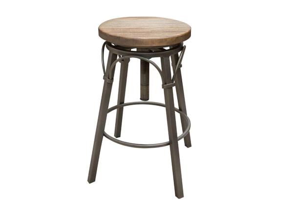 Wooden Round Seat Adjustable 24-30″ Swivel Iron Base Stool – Montana Dining Table Bases Brown
