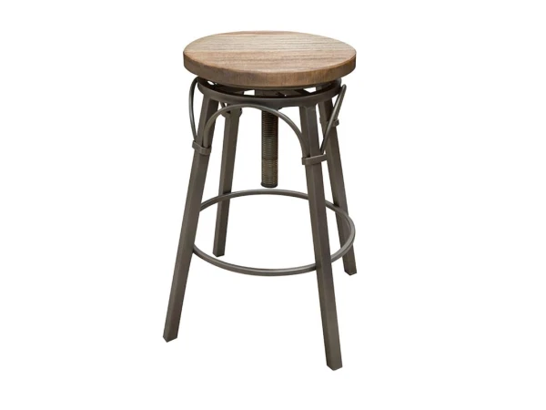 Wooden Round Seat Adjustable 24-30″ Swivel Iron Base Stool – Montana Dining Table Bases Brown
