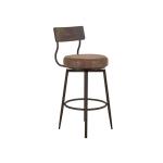 Wooden Round Seat Adjustable 24-30″ Swivel Iron Base Stool – Montana Dining Table Bases Brown 2