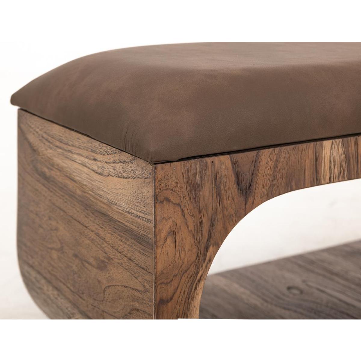 Upholstered Seat Bench with Two Open Shelves – Balam Chairs & Benches Brown 7