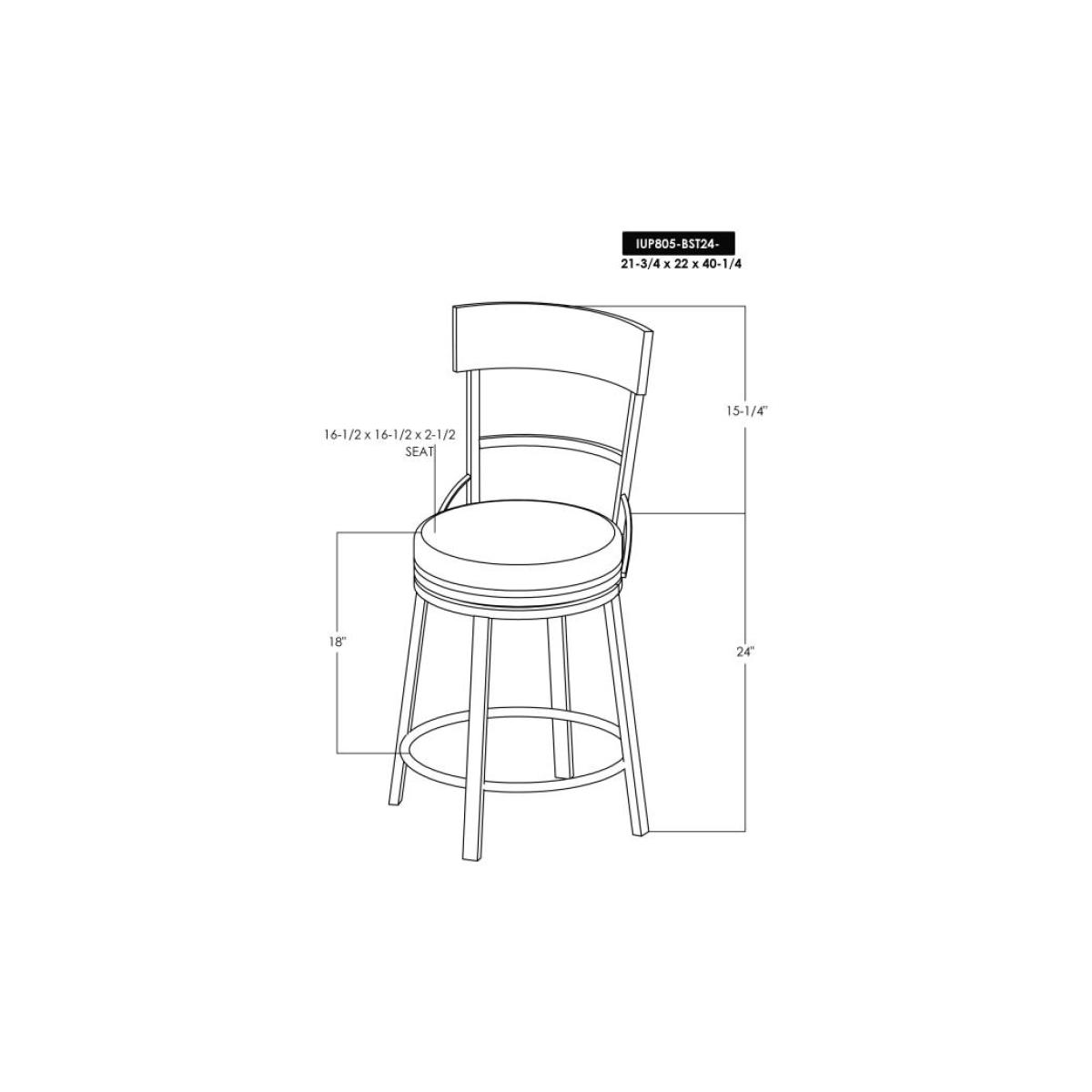 Wooden Frame & Metal Base, Barstool 24" - Century - Image 7