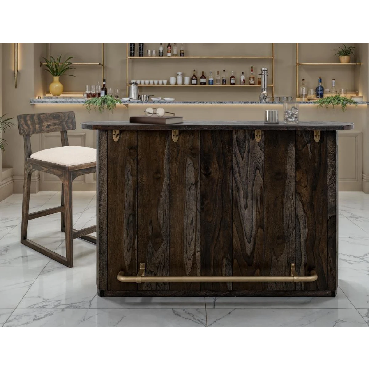 1-Drawer, 2-Door Bar with Wine Grid – Balam Bar Furniture Bar Furniture 7