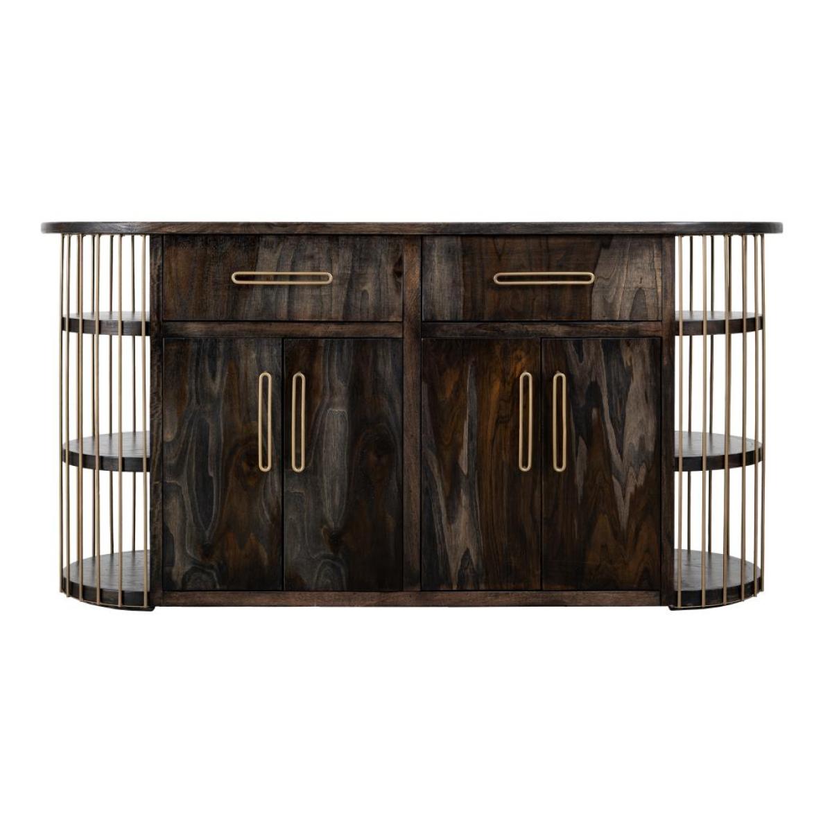 2 Drawer & 4 Door, 6 Shelf Kitchen Island – Balam Dining Storage Black 4