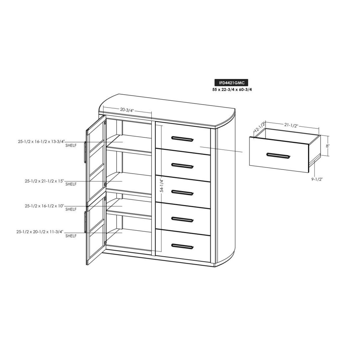5 Drawer & 2 Door Gentleman’s Chest – Balam Chests Black 13
