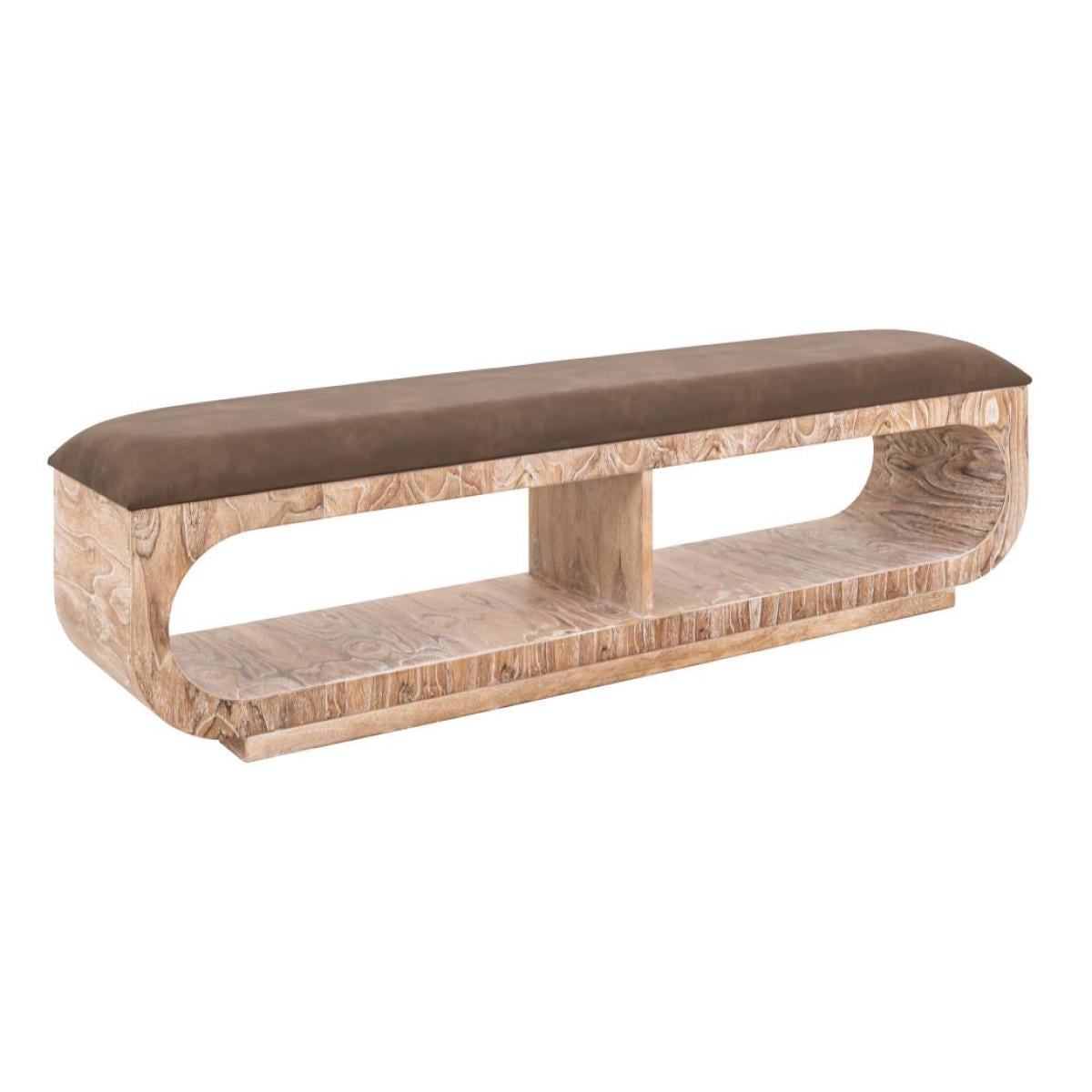 Upholstered Seat Bench with Two Open Shelves - Balam - Image 3