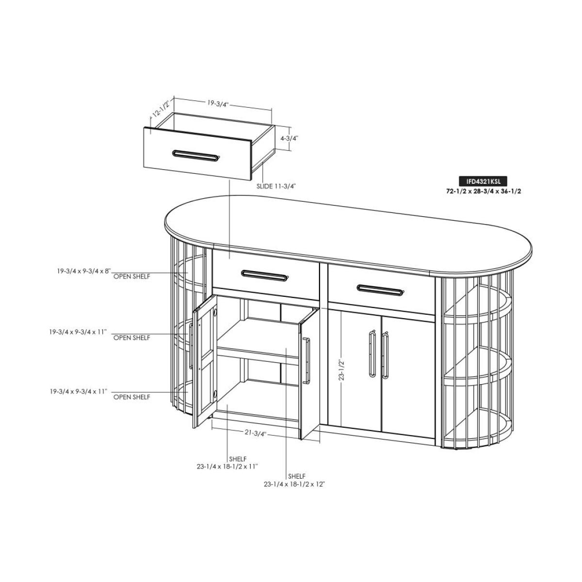 2 Drawer & 4 Door, 6 Shelf Kitchen Island - Balam - Image 10