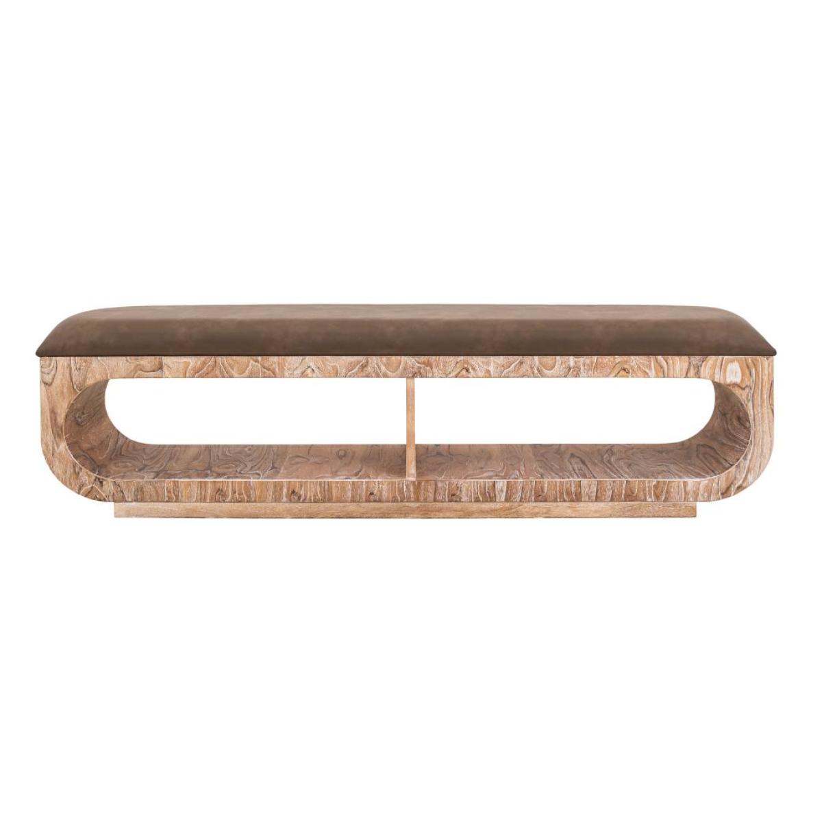 Upholstered Seat Bench with Two Open Shelves - Balam - Image 2