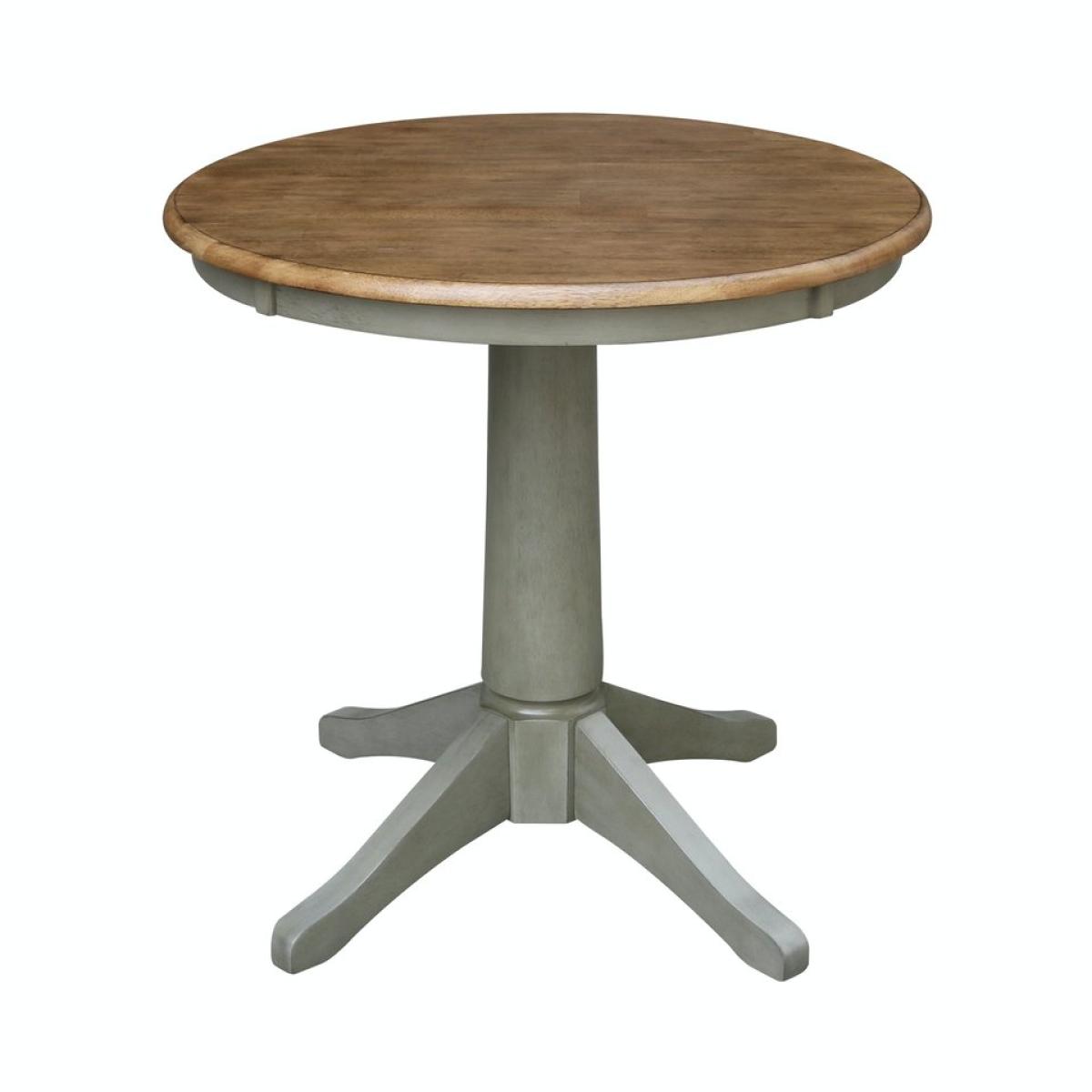 01245fa9f81416439c0f0cc88aec0d69 Dining Essentials - 30'' Round Table Top w/ 30" Transitional Pedestal in Hickory/Stone - Image 1