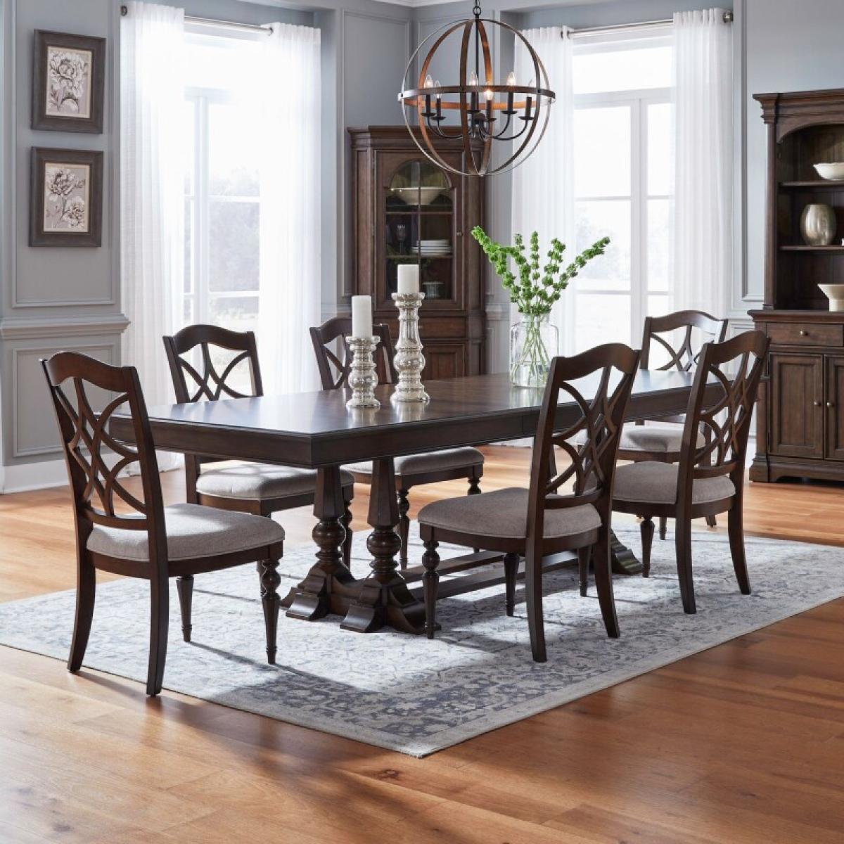 Arden Road 7 Piece Trestle Table Set - Image 2