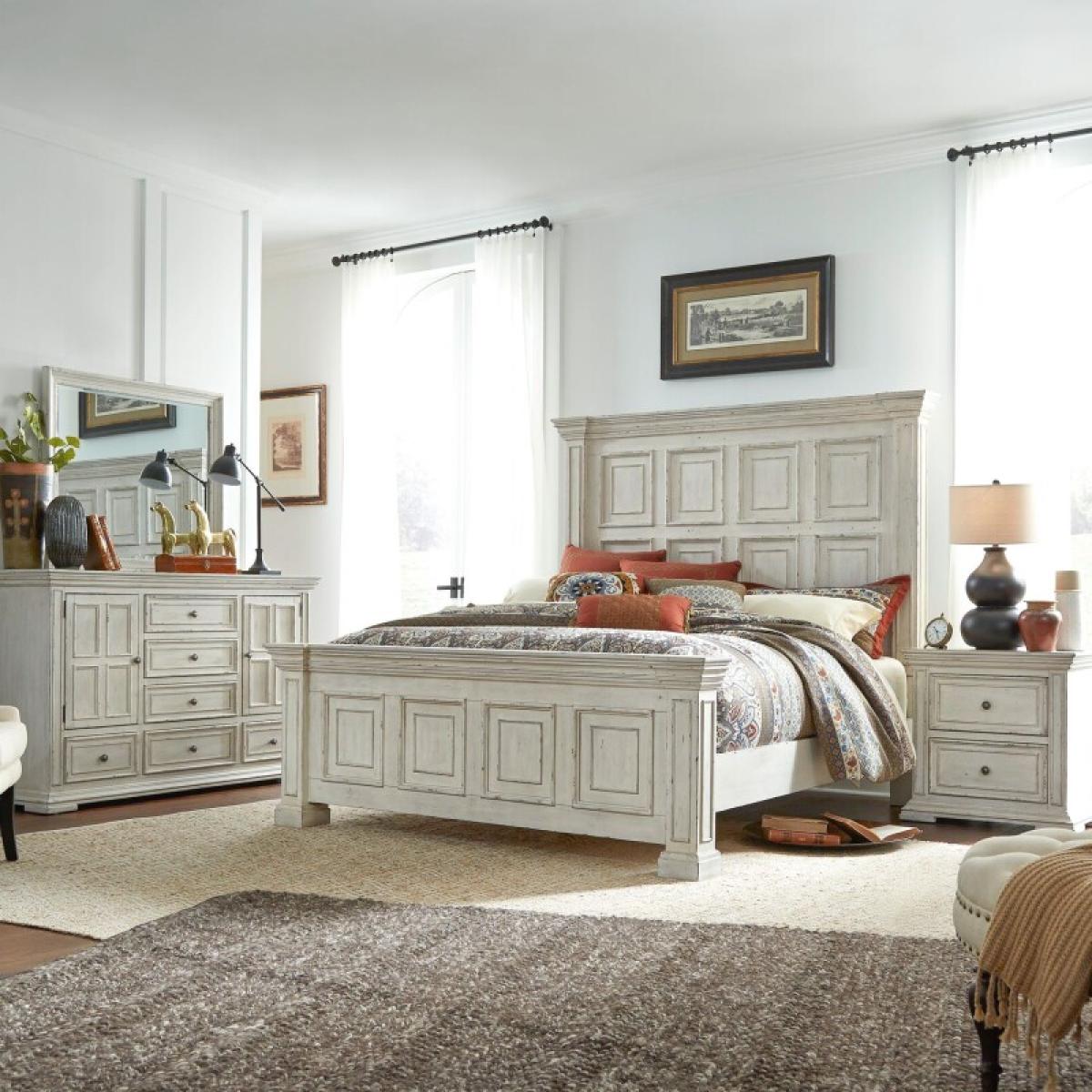 King California Panel Bed, Dresser & Mirror, Night Stand - Image 2