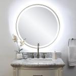 Crofton Lighted Round Mirror, Brass - Image 4