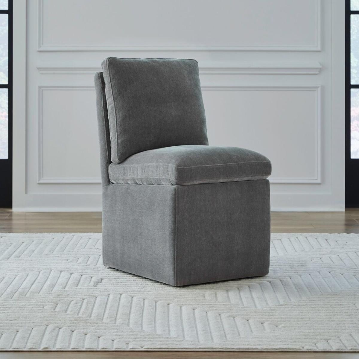 Accent Dining Chair w/ Casters - Sapphire - Image 2