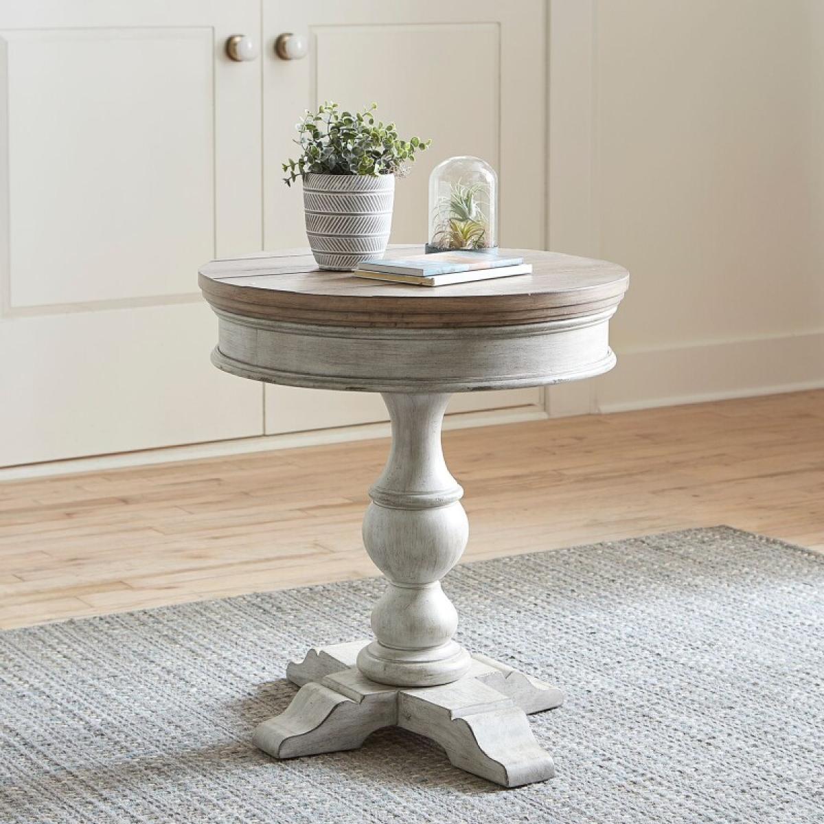 075540286ea41ac0289ec8b52f985827 Heartland Round Pedestal Chair Side Table - Image 1