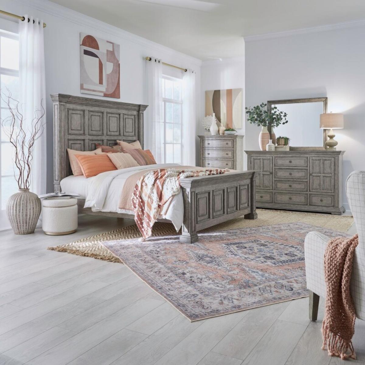 Queen Panel Bed, Dresser & Mirror, Chest - Image 2