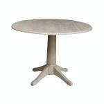 Dining Essentials - 42" Drop Leaf Table Top w/ 30"H Transitional Pedestal in Taupe Gray