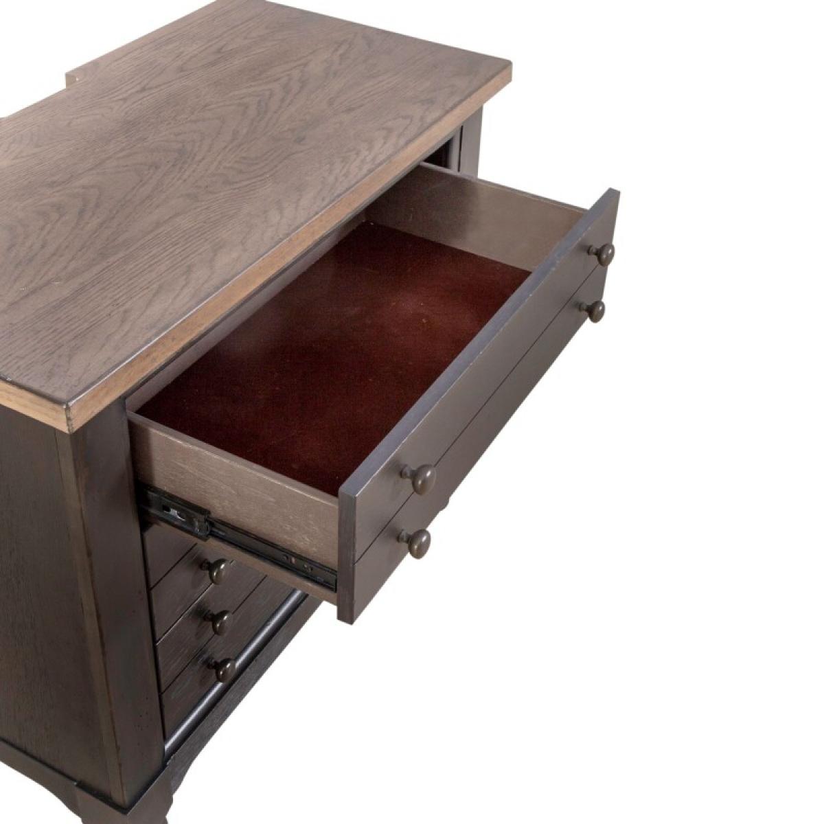 Americana Farmhouse Bedside Chest w/ Charging Station - Black - Image 15