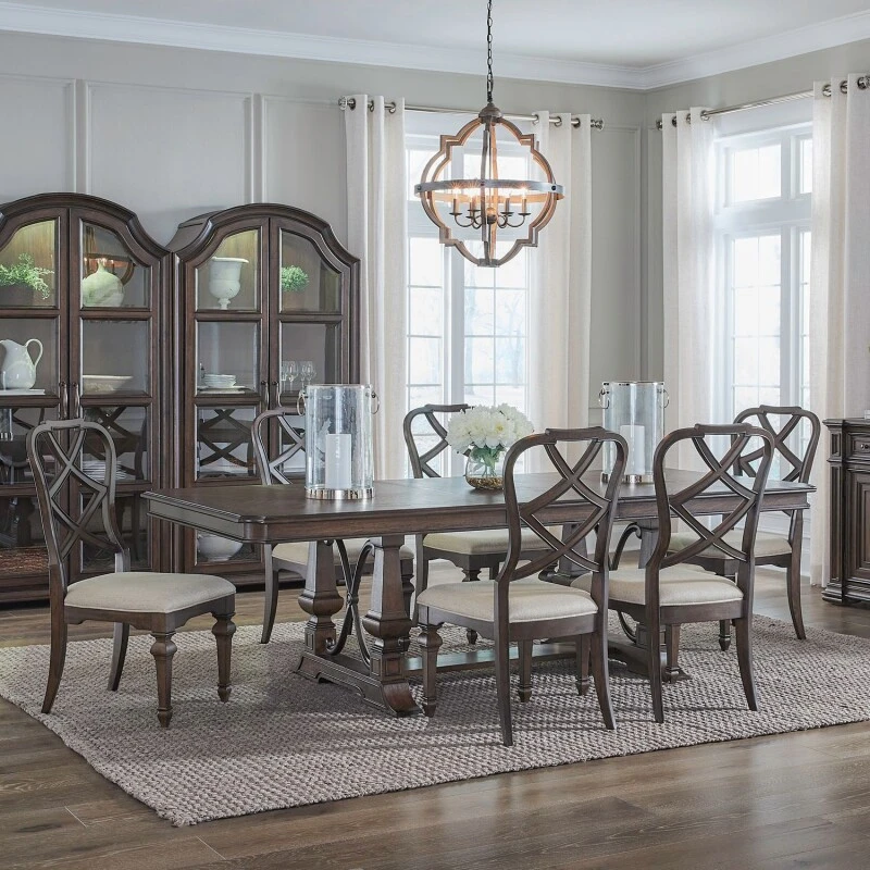 0c2389a6722d3a5cf2e3b51f12c2cbdd Providence Park 7 Piece Trestle Table Set - Image 1