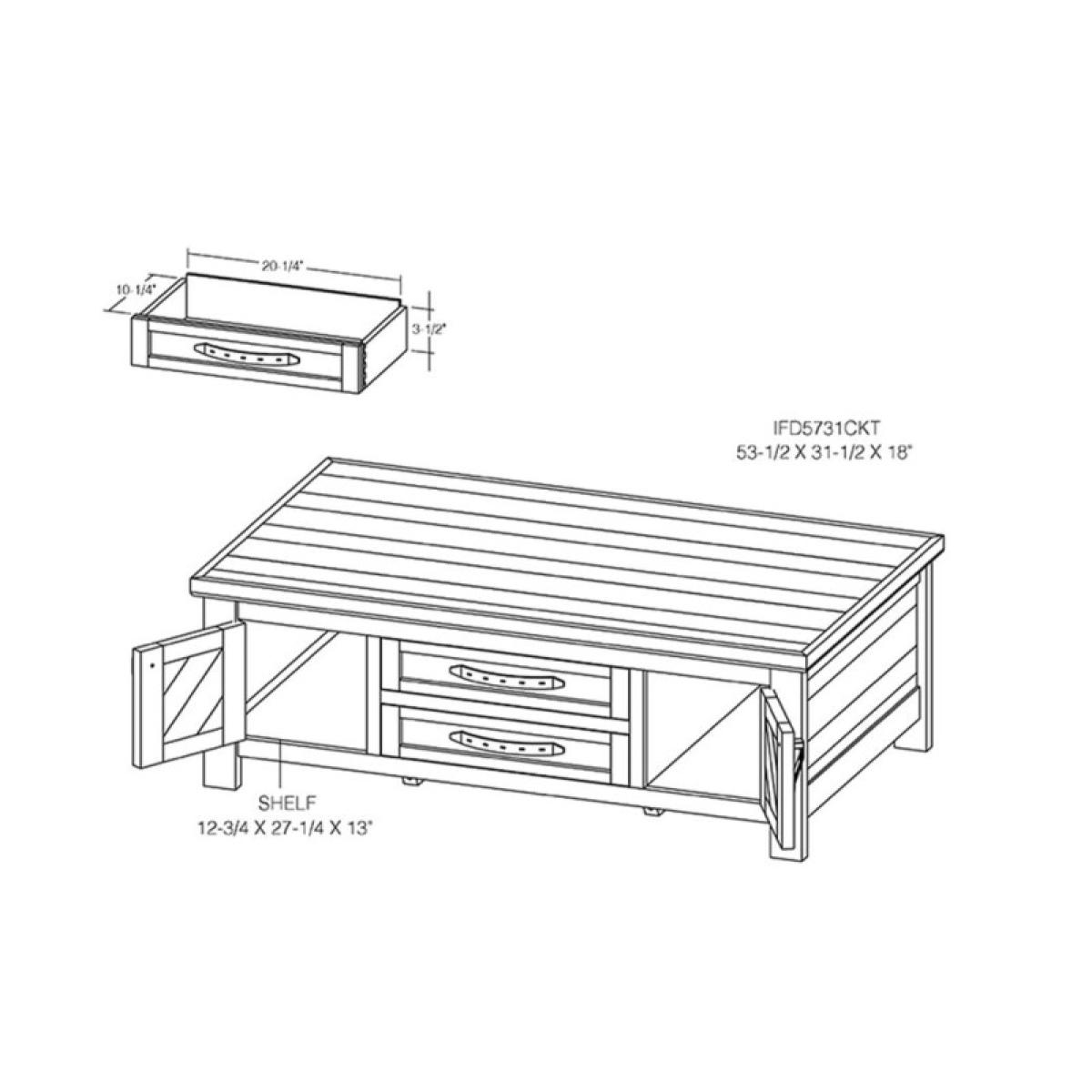 4 Drawer, 4 Doors, Cocktail Table - Dutton - Image 7