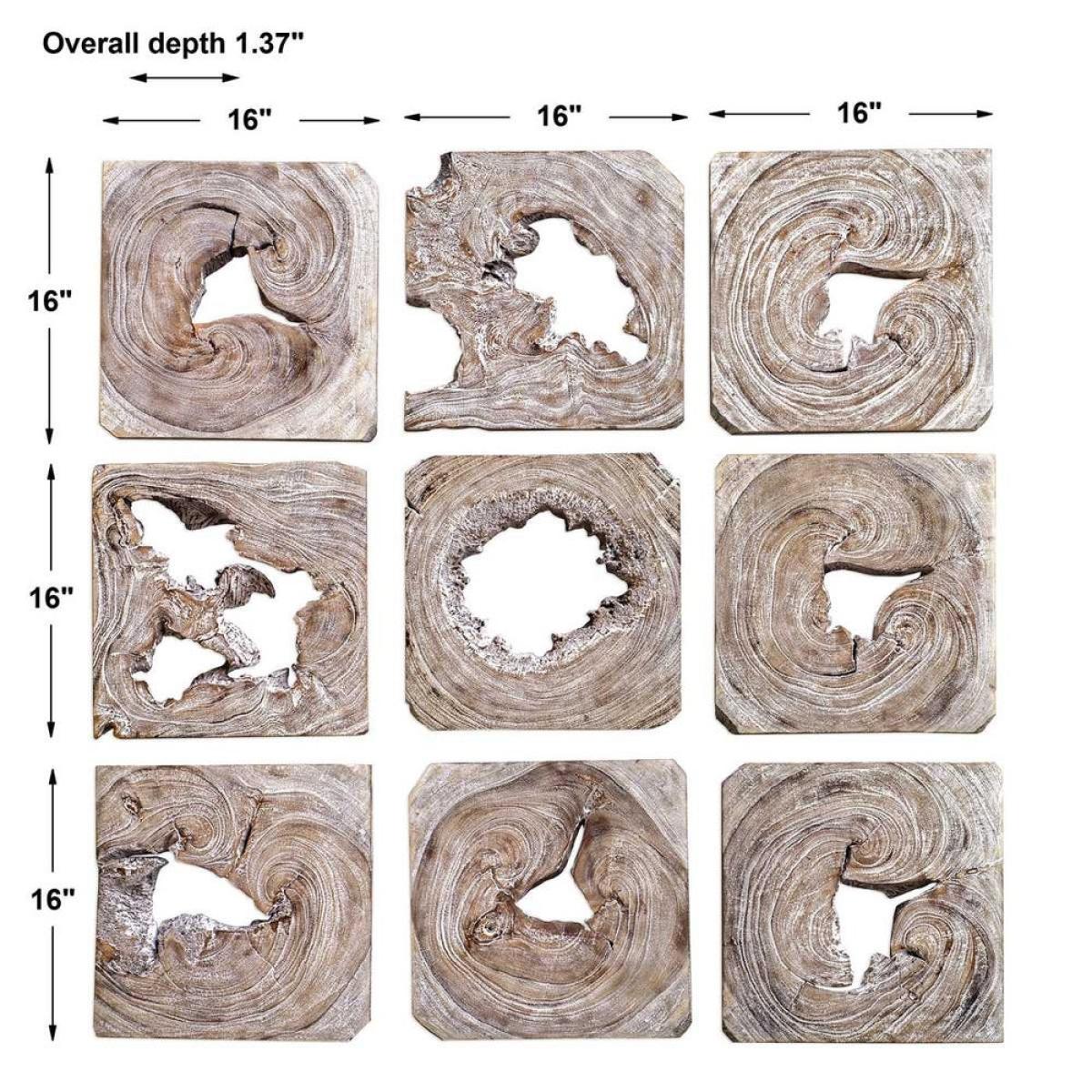 Bahati Wood Wall Decor, Whitewashed, S/9 - Image 9