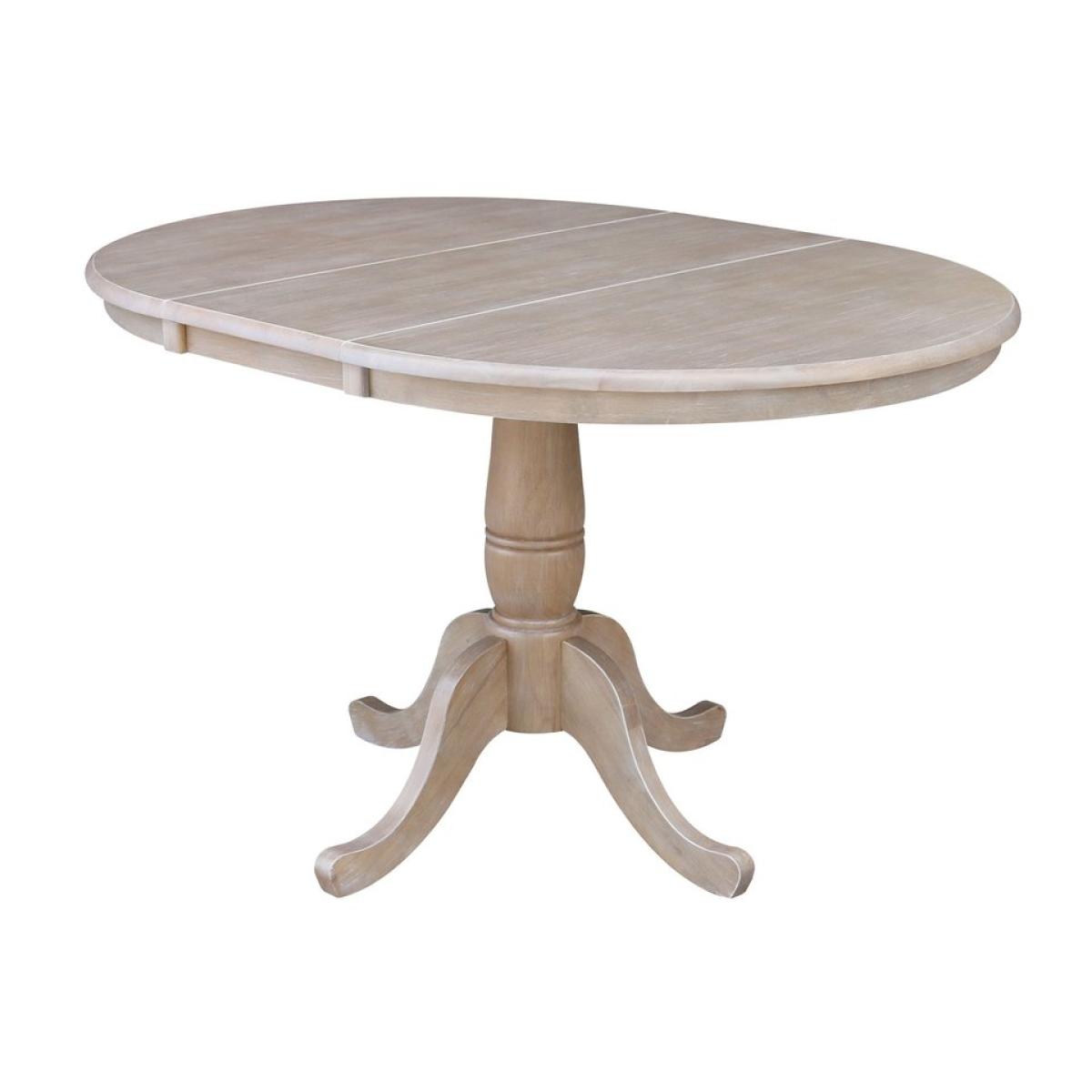 Dining Essentials - 36" Extension Table Top w/30"H Traditional Pedestal in Taupe Gray - Image 2