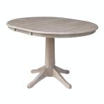 Dining Essentials - 36" Extension Table Top w/30"H Transitional Pedestal in Taupe Gray