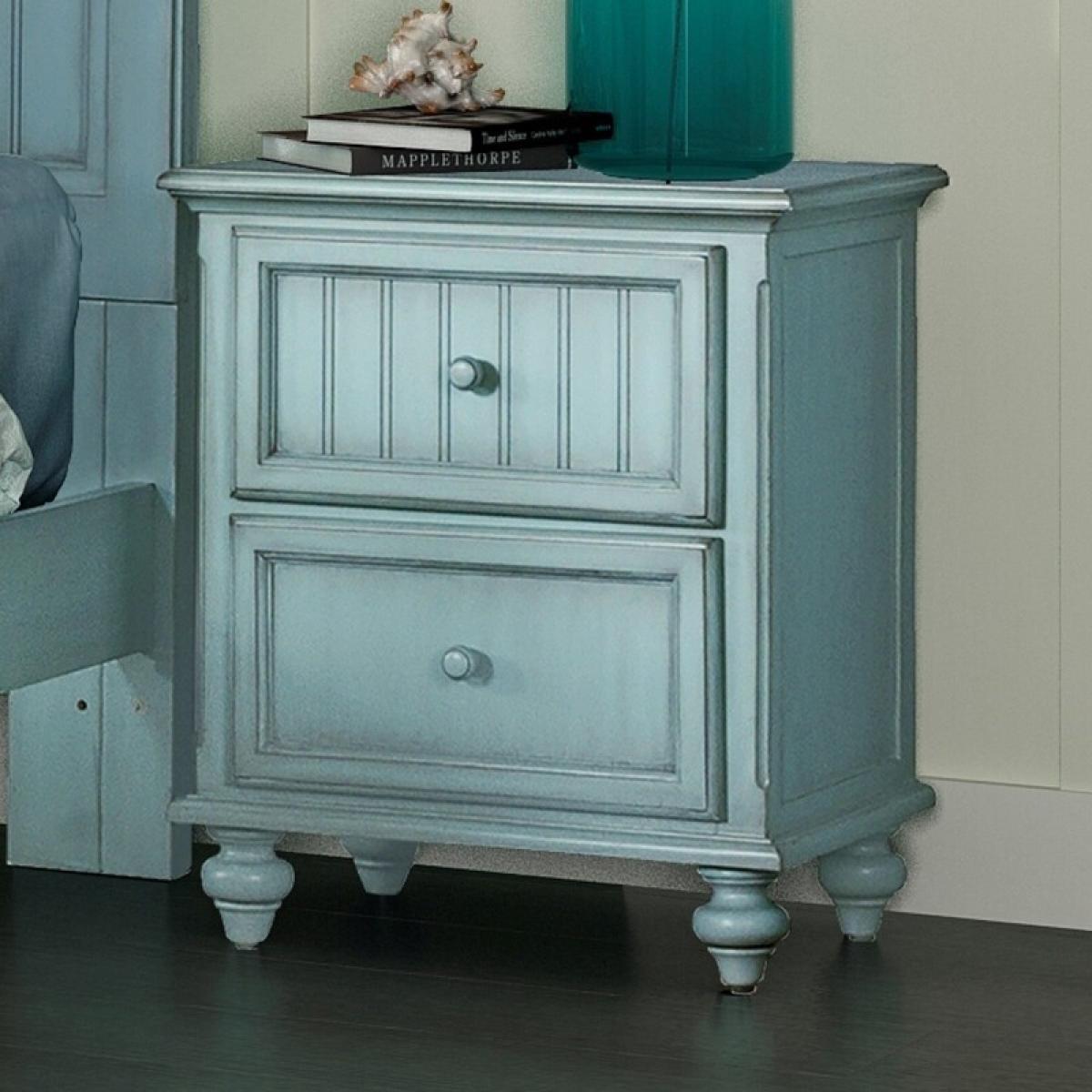 Monaco Bleu 2 Drawer Electrified Nightstand - Image 3