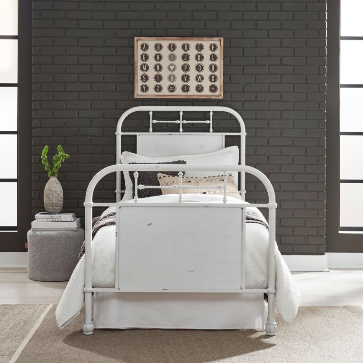 Vintage Series Twin Metal Bed - Antique White - Image 2