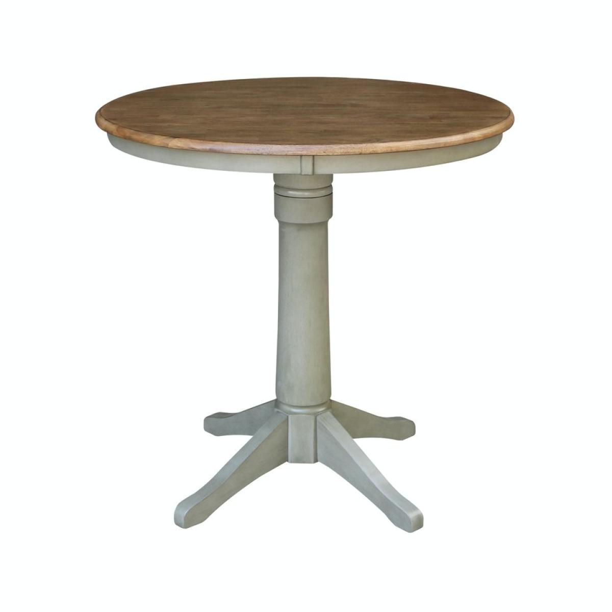 Dining Essentials - 36'' Round Table Top w/ 36"H Transitional Pedestal w/ Extension in Hickory / Stone - Image 2