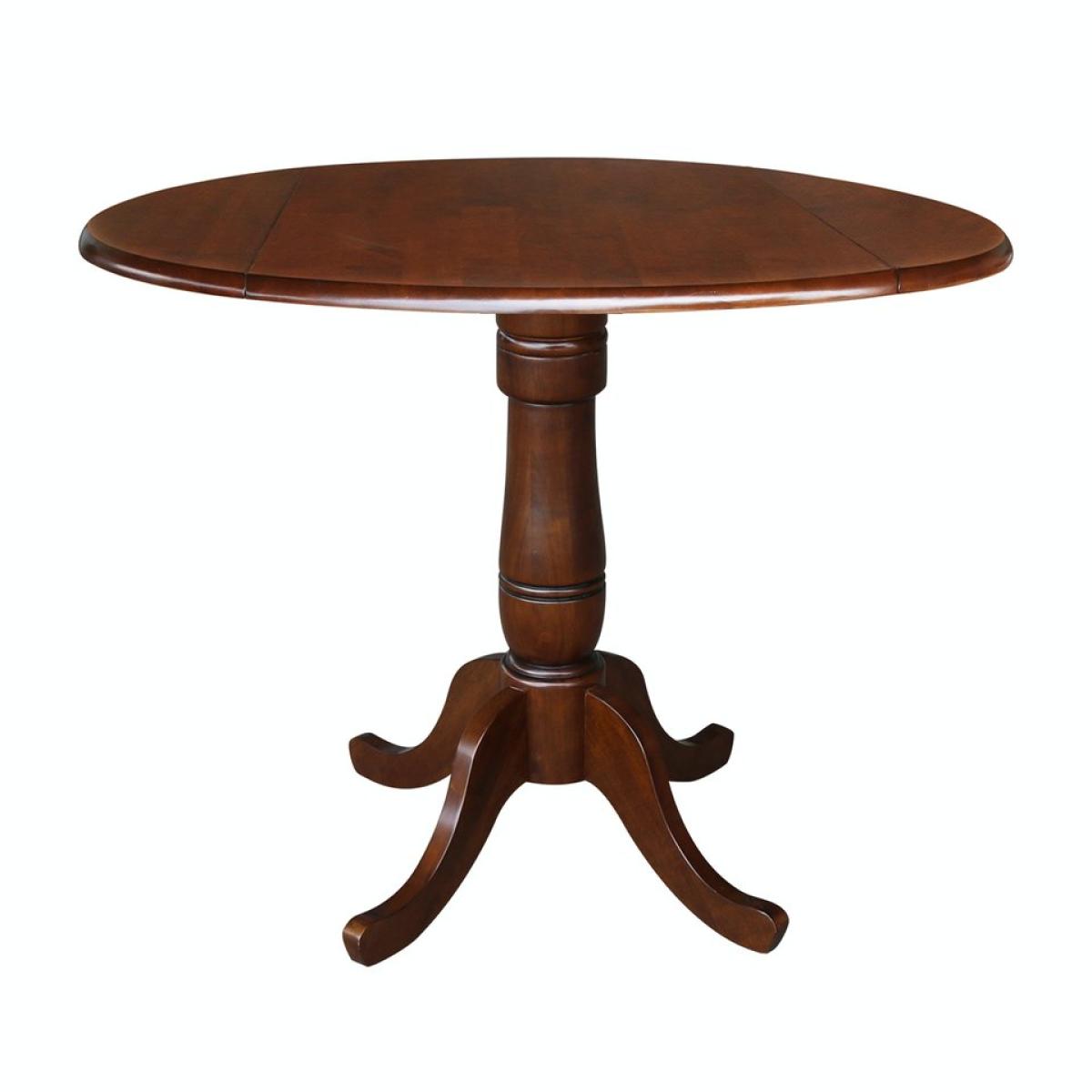 13262d8ed97265871e9d78bd9797941d Dining Essentials - 42" Drop Leaf Table Top w/36"H Traditional Pedestal w/Extension in Espresso - Image 1