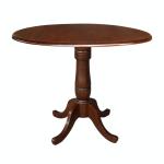 Dining Essentials - 42" Drop Leaf Table Top w/36"H Traditional Pedestal w/Extension in Espresso