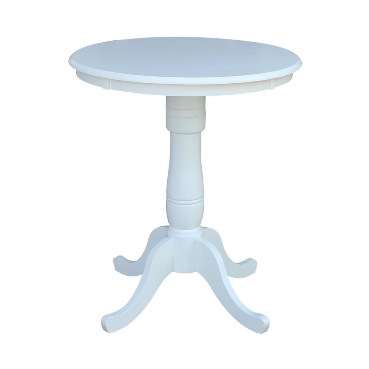 13938033223216e52cd80857a2ec5a5c 30'' Round Table Top w/ 36"H Traditional Pedestal w/ Extension in Pure White - T08-30P - Image 1