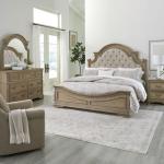Magnolia Manor King Uph Bed, Dresser & Mirror, Night Stand
