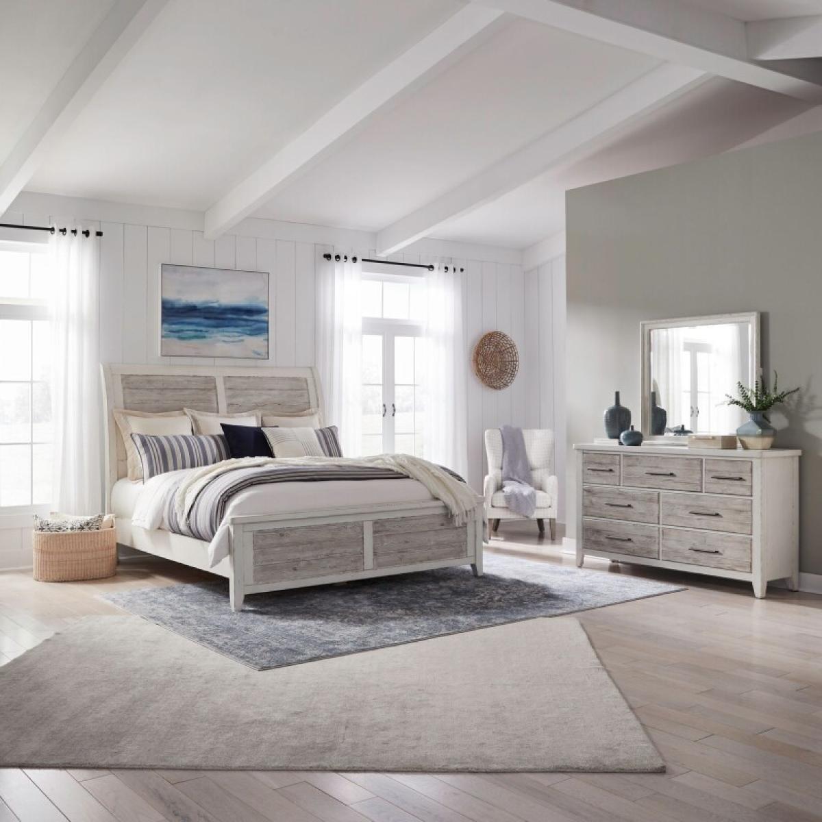 Queen Sleigh Bed, Dresser & Mirror - Image 2