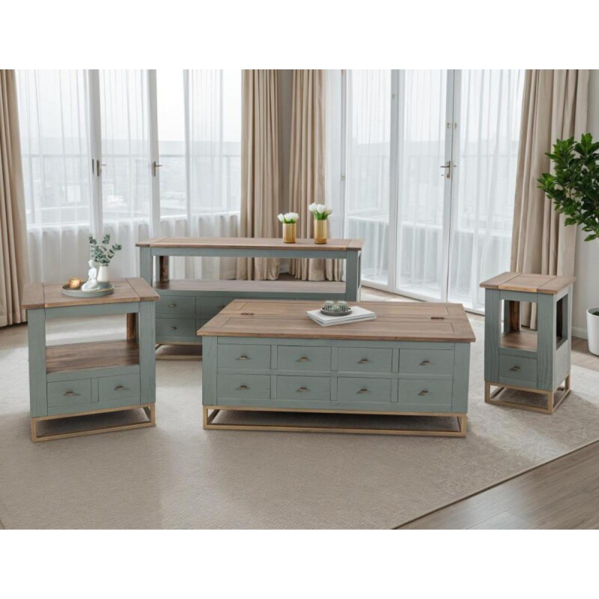 8 Drawers, Hinged Top Cocktail Table - Timber - Image 6