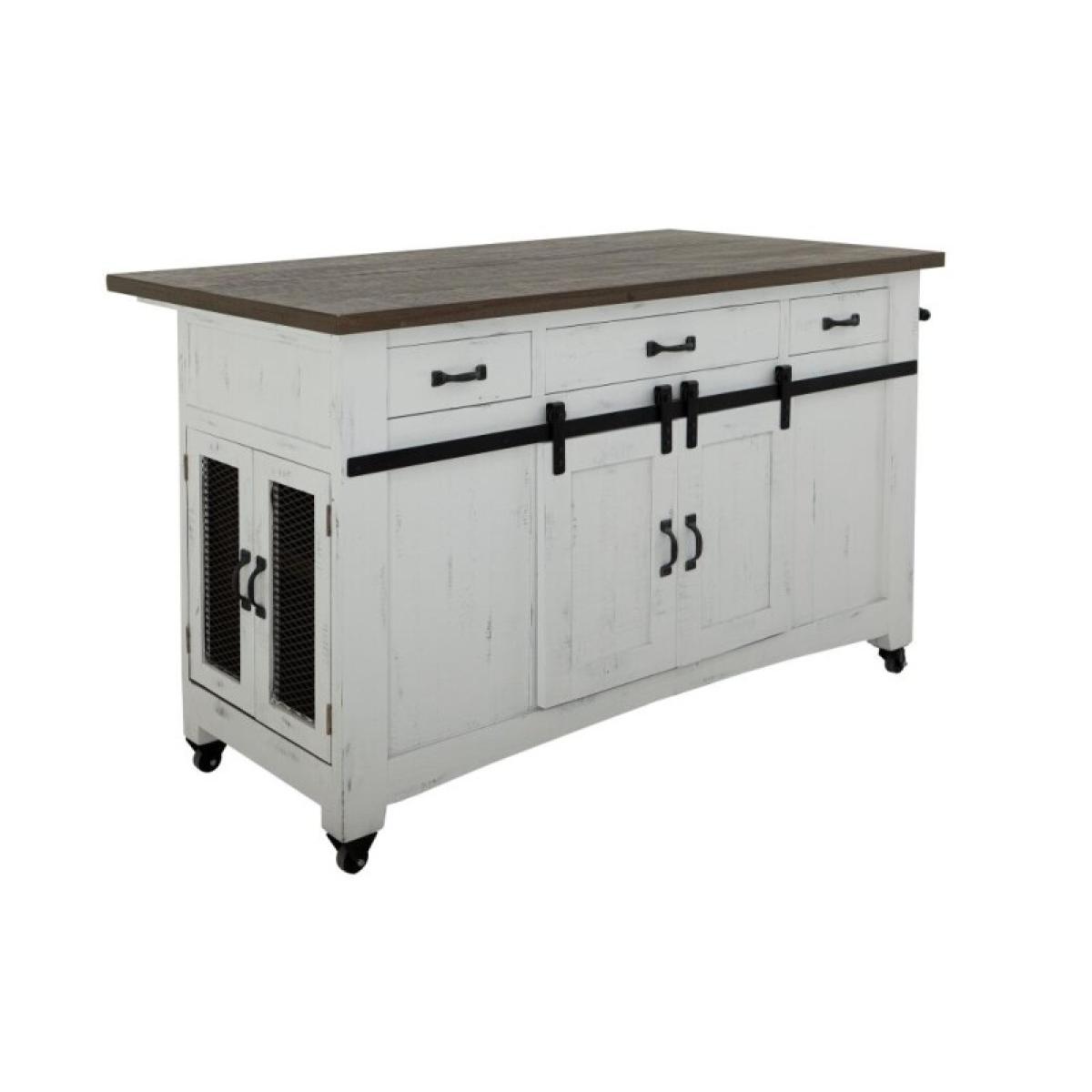 3 Drawer 2 Sliding Doors 4 Mesh Doors Wood Island - Pueblo - Image 2