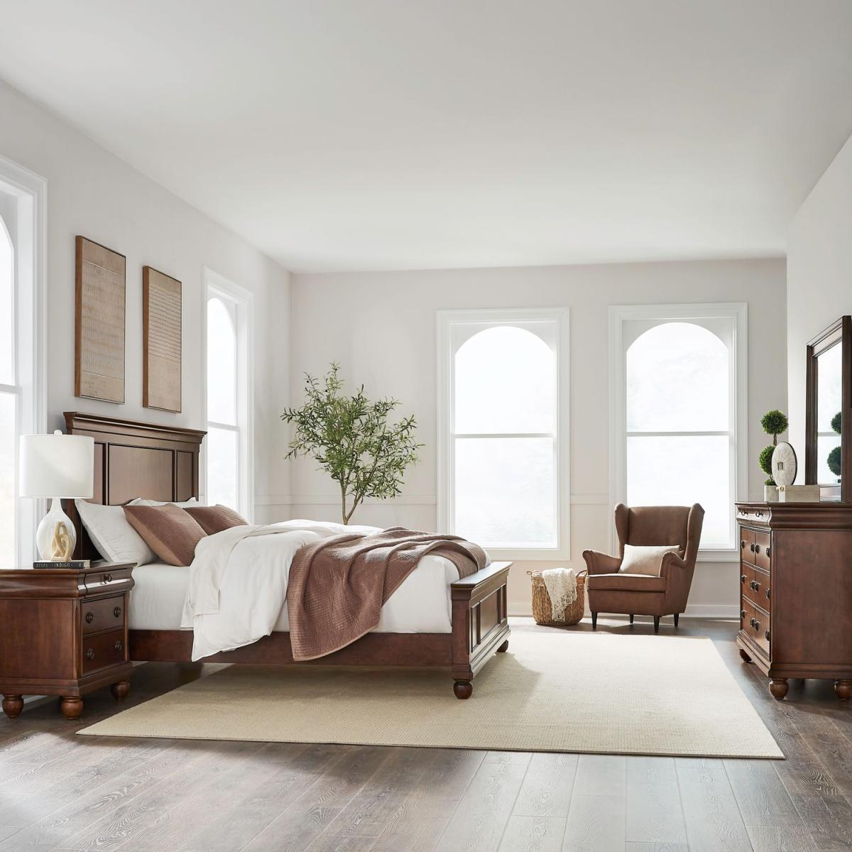 King California Panel Bed, Dresser & Mirror, Night Stand - Image 2